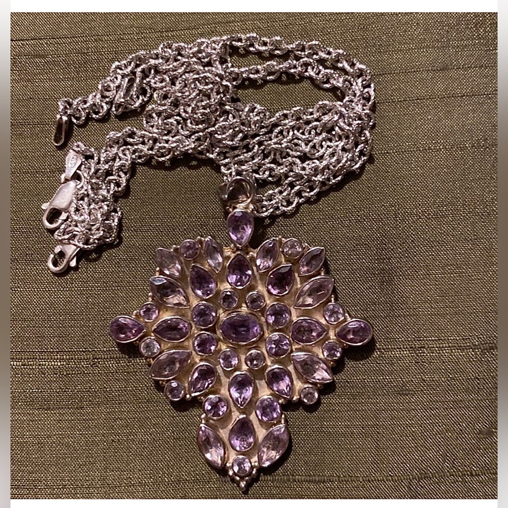 Amethyst Spinal Statement Pendant Sterling Silver - Picture 9 of 15